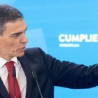El presidente del Gobierno, Pedro Sánchez, durante la rueda de prensa en la que ha hecho balance del año 2025.