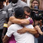 NEW YORK, NEW YORK - SEPTEMBER 07: Carlos Alcaraz of Spain celebrates with coach, Juan Carlos Ferrero, after defeating Jannik Sinner of Italy during their Men's Singles Final match on Day Fifteen of the 2025 US Open at USTA Billie Jean King National Tennis Center on September 07, 2025 in New York City. (Photo by Clive Brunskill/Getty Images)