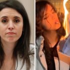 Irene Montero y una mujer que protesta en Irán