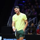 INCHEON, SOUTH KOREA - JANUARY 10: Carlos Alcaraz of Spain reacts during the Hyundai Card Super Match between Jannik Sinner and Carlos Alcaraz at Inspire Arena on January 10, 2026 in Incheon, South Korea. (Photo by Chung Sung-Jun/Getty Images)