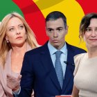 Giorgia Meloni, Pedro Sánchez yIsabel Díaz Ayuso