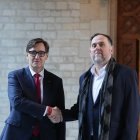 El presidente de la Generalitat, Salvador Illa, se reúne con el presidente de ERC, Oriol Junqueras