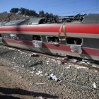 Uno de los vagones del tren de Iryo que descarriló el pasado domingo en Adamuz (Córdoba)