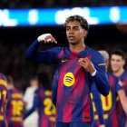 BARCELONA, SPAIN - JANUARY 25: Lamine Yamal of FC Barcelona celebrates scoring his team's third goal during the LaLiga EA Sports match between FC Barcelona and Real Oviedo at Spotify Camp Nou on January 25, 2026 in Barcelona, Spain. (Photo by Alex Caparros/Getty Images)