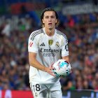 GETAFE, SPAIN - OCTOBER 19: Alvaro Carreras of Real Madrid looks on during the LaLiga EA Sports match between Getafe CF and Real Madrid CF at Coliseum Alfonso Perez on October 19, 2025 in Getafe, Spain. (Photo by Angel Martinez/Getty Images)