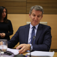 El presidente del PP, Alberto Nuñez Feijóo, comparece en la Comisión de investigación de la Dana en el Congreso.