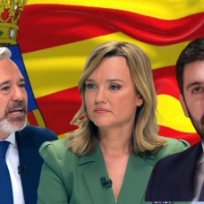 Los candidatos a la presidencia de Aragón, el líder popular Jorge Azcón , la socialista Pilar Alegría y Alejandro Nolasco por Vox