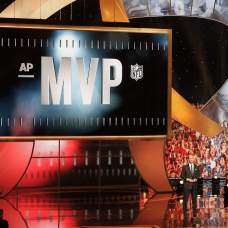 HOUSTON, TX - FEBRUARY 04:  Peyton Manning presents the  AP Most Valuable Player Award during the NFL HONORS at the Wortham Theater Center on February 4, 2017 in Houston, Texas. Atlanta Falscons quarterback Matt Ryan was the winner. (Photo by Bob Levey/Getty Images)