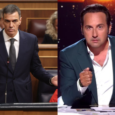 El presidente del Gobierno, Pedro Sánchez (izq.) y el presentador de 'Horizonte', Iker Jiménez (der.)