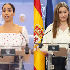 La diputada de Sumar, Tesh Sidi (izq.), y la portavoz del PP en el Congreso, Ester Muñoez (der.).
