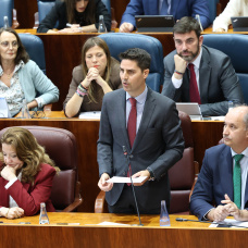 El ya exconsejero de Educación, Ciencia y Universidades, Emilio Viciana, interviene durante una sesión plenaria en la Asamblea de Madrid.