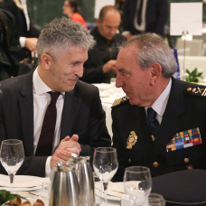 El ministro de Interior, Fernado Grande-Marlaska (izquierda) habla con el DAO de la Policía Nacional, José Ángel González.