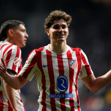 OVIEDO, SPAIN - FEBRUARY 28: Julian Alvarez of Atletico de Madrid celebrates scoring their first goal during the LaLiga EA Sports match between Real Oviedo and Atletico de Madrid at Carlos Tartiere on February 28, 2026 in Oviedo, Spain. (Photo by Juan Manuel Serrano Arce/Getty Images)