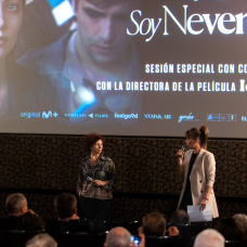 Icíar Bollaín en un coloquio de su película ‘Soy Nevenka’.