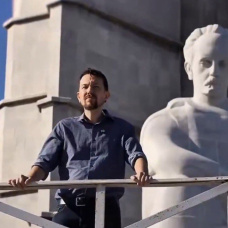 Pablo Iglesias en la Plaza de la Revolución de Cuba