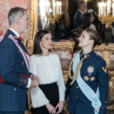 El Rey Felipe VI, la Reina Letizia, y la Princesa Leonor, en la Pascua Militar.