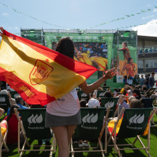 Imagen de la fan zone de Iberdrola en A Coruña durante el mundial femenino.