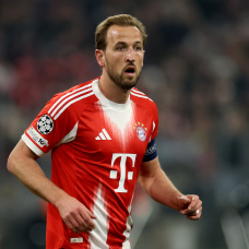 MUNICH, GERMANY - MARCH 18: Harry Kane of FC Bayern Munich looks on during the UEFA Champions League 2025/26 Round of 16 Second Leg match between FC Bayern München and Atalanta BC at Football Arena Munich on March 18, 2026 in Munich, Germany. (Photo by Alexander Hassenstein/Getty Images)