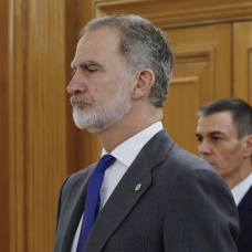 El Rey Felipe VI y Pedro Sánchez, en la toma de posesión de Carlos Cuerpo.