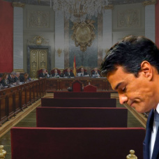 Sánchez y de fondo el Juicio del Caso Mascarillas