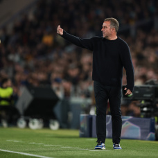 BARCELONA, SPAIN - APRIL 08: Hansi Flick, head coach of FC Barcelona gestures during the UEFA Champions League 2025/26 Quarter-Final First Leg match between FC Barcelona and Club Atlético de Madrid at Estadi Olimpic Lluis Companys on April 08, 2026 in Barcelona, Spain. (Photo by Eric Alonso/Getty Images)