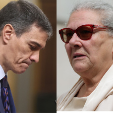 El presidente del Gobierno, Pedro Sánchez, y la empresaria que asegura haber entregado 90.000 euros en Ferraz.