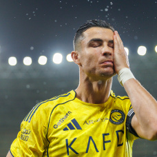 RIYADH, SAUDI ARABIA - APRIL 3: Cristiano Ronaldo of team Al Nassr FC during the Saudi Pro League game between Al Nassr and Al Najmah at Al Awwal Park on April 3, 2026 in Riyadh, Saudi Arabia. (Photo by Abdullah Ahmed/Getty Images)