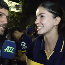 Momento del periodista argentino con la chica que le tira la caña.