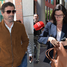 Rodolfo Sancho y Silvia Bronchalo en los juzgados de Alcobendas, Madrid.