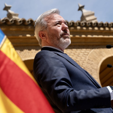 El presidente del Gobierno de Aragón en funciones, Jorge Azcón, en la celebración del Día de Aragón en Huesca.