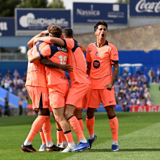 GETAFE, SPAIN - APRIL 25: Marcus Rashford of FC Barcelona celebrates scoring his team's second goal with teammates during the LaLiga EA Sports match between Getafe CF and FC Barcelona at Coliseum Alfonso Perez on April 25, 2026 in Getafe, Spain. (Photo by Denis Doyle/Getty Images)