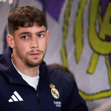MADRID, SPAIN - MARCH 02: Federico Valverde of Real Madrid looks on prior to the LaLiga EA Sports match between Real Madrid CF and Getafe CF at Estadio Santiago Bernabeu on March 02, 2026 in Madrid, Spain. (Photo by Angel Martinez/Getty Images)