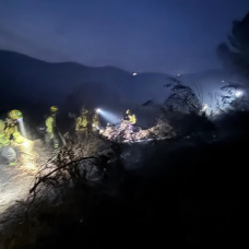 Zona del incendio en la zona de la Cuenca Minera de Huelva en la que ha trabajado durante la noche los efectivos del Infoca.