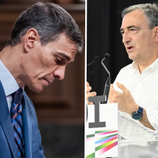 El presidente del Gobierno, Pedro Sánchez, y el líder del PNV, Aitor Esteban.