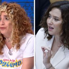 La periodista Alejandra Martínez Velasco e Isabel Díaz Ayuso