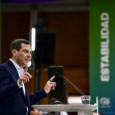 El presidente del PP de Andalucía y candidato a la reelección de la Presidencia de la Junta, Juanma Moreno.