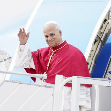 El Papa León XIV a su llegada a Madrid.