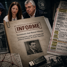 El informe de Villarejo que llegó a Leire Díez y Santos Cerdán, recreado con IA