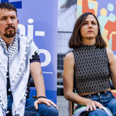 Pablo Iglesias y la secretaria general de Podemos, Ione Belarra, en 2024