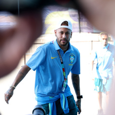 EAST RUTHERFORD, NEW JERSEY - JUNE 13: Neymar Jr #10 of Brazil arrives before the FIFA World Cup 2026 Group C match between Brazil and Morocco at New York New Jersey Stadium on June 13, 2026 in East Rutherford, New Jersey. (Photo by Kevin C. Cox/Getty Images)