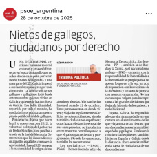 Artículo del PSOE de Argentina defendiendo la Ley de Nietos y el voto