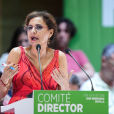 La secretaria general del PSOE-A y portavoz del Grupo Socialista, María Jesús Montero, interviene ante el Comité Director del 3 de junio de 2026.