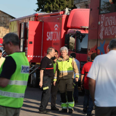 Puesto de mando del incendio de Soneja, este domingo.