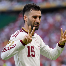 ZAPOPAN, MEXICO - JUNE 26: Alex Baena #15 of Spain celebrates scoring his team's first goal during the FIFA World Cup 2026 Group H match between Uruguay and Spain at Guadalajara Stadium on June 26, 2026 in Zapopan, Mexico. (Photo by David Ramos/Getty Images)