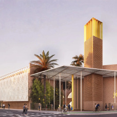 Recreación del proyecto de centro cultural islámico, con su minarete en primer plano, obra de Vázquez Consuegra.

REMITIDA / HANDOUT por FUNDACIÓN MEZQUITA DE SEVILLA
Fotografía remitida a medios de comunicación exclusivamente para ilustrar la noticia a la que hace referencia la imagen, y citando la procedencia de la imagen en la firma
09/7/2026