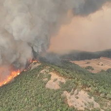 El incendio junto al monasterio de San Juan de la Peña.
