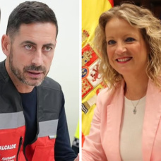 El alcalde de Mislata, Carlos Fernández Bielsa, del PSOE, y la alcaldesa de Xirivella, Paqui Bartual, del PP