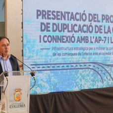 El presidente de la Generalitat, Juanfran Pérez Llorca, en la presentación de la nueva carretera CV-60
