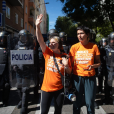 Protestas en Madrid tras el desahucio de Maricarmen.
