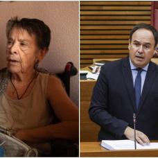 Maricarmen, desahuciada, y el presidente de la Generalitat Valenciana, Juanfran Pérez Llorca